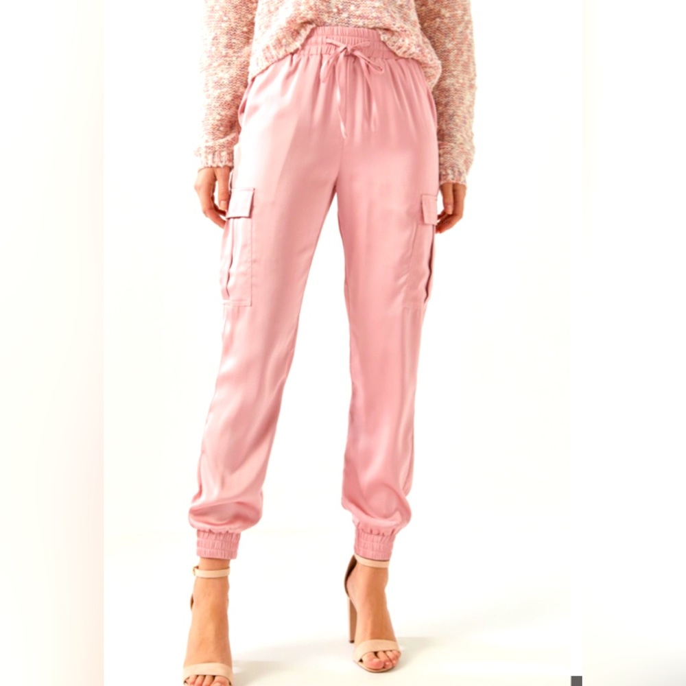 Pink Satin Cargo Joggers perfect for 💕Valentines